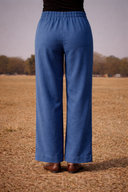 Blue Cotton Flared Pants