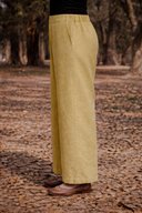 Yellow Cotton Flared Pants