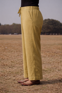 Yellow Cotton Straight Pants