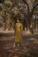 Mustard Cotton Front Open Shirt Dress