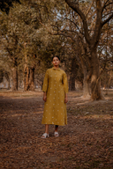 Mustard Cotton Front Open Shirt Dress