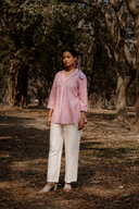 Red Striped Relaxed Fit Cotton Top