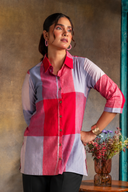 Red-White Checks Handloom Cotton Shirt
