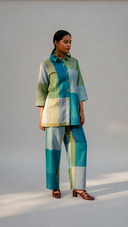 Lime Checks Handloom Cotton Co-ord Set (set of 2)