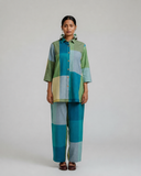 Lime Checks Handloom Cotton Co-ord Set (set of 2)