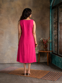 Pink Floral Handloom Cotton Hand Embroidered Dress