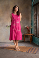 Pink Floral Handloom Cotton Hand Embroidered Dress