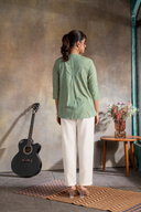 Sage Green Handloom Cotton Hand Embroidered Antifit Top