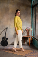 Lime Handloom Cotton Hand Embroidered Antifit Top