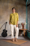Lime Handloom Cotton Hand Embroidered Antifit Top