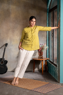 Lime Handloom Cotton Hand Embroidered Antifit Top