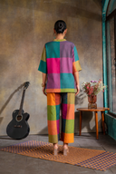 Mustard Multicolour Handloom Cotton Antifit Co-ord Set (set of 2)