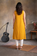Yellow Floral Handlloom Cotton Hand Embroidered Kurta Set (set of 2)