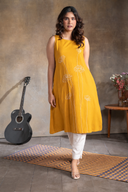 Yellow Floral Handlloom Cotton Hand Embroidered Kurta Set (set of 2)