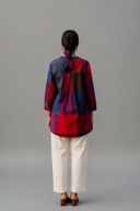 Red-Blue Checks Handloom Cotton Antifit Top with Button Detailing