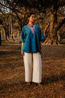 Teal Handloom Cotton Antifit Top