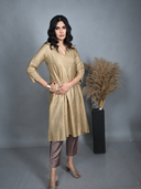 Gold All-Over Hand Embroidered Silk Slub Kurta Set (set of 2)