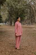 Dusty Pink Hand Embroidered Cotton Co-ord Set (set of 2)