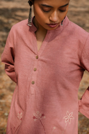 Dusty Pink Hand Embroidered Cotton Co-ord Set (set of 2)