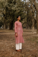 Dusty Pink Hand Embroidered Cotton Kurta