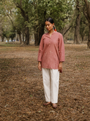 Dusty Pink Hand Embroidered Cotton Top