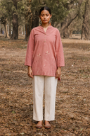 Dusty Pink Hand Embroidered Cotton Top