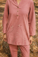 Dusty Pink Hand Embroidered Cotton Top