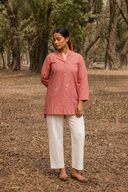 Dusty Pink Hand Embroidered Cotton Top