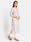 Pink Hand Embroidered Cotton Mirror Work Kurta
