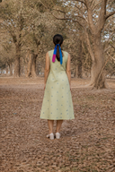 Olive Green Cotton Sleeveless A-line Dress