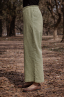 Sage Green Cotton Straight Pants