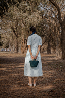 Powder Blue Cotton Woven Buti A-line Dress