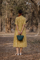 Mustard Cotton Woven Buti A-line Dress