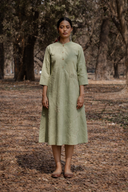 Sage Green Hand Embroidered Cotton Dress