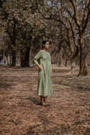 Sage Green Hand Embroidered Cotton Dress