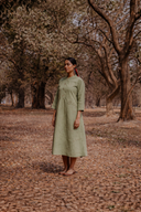 Sage Green Hand Embroidered Cotton Dress