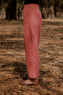 Dusty Pink Cotton Straight Pants