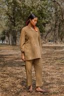 Mud Brown Hand Embroidered Cotton Co-ord Set (set of 2)