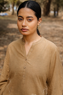 Mud Brown Hand Embroidered Cotton Top