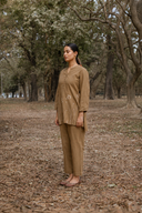 Mud Brown Hand Embroidered Cotton Co-ord Set (set of 2)
