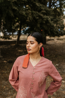 Dusty Pink Hand Embroidered Cotton Kurta Set (set of 2)