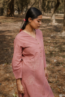 Dusty Pink Hand Embroidered Cotton Kurta Set (set of 2)