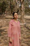 Dusty Pink Hand Embroidered Cotton Kurta Set (set of 2)