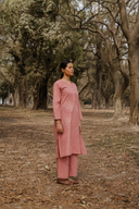Dusty Pink Hand Embroidered Cotton Kurta Set (set of 2)