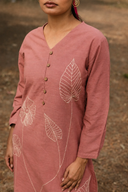 Dusty Pink Hand Embroidered Cotton Kurta Set (set of 2)