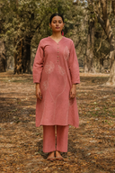 Dusty Pink Hand Embroidered Cotton Kurta Set (set of 2)
