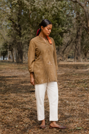 Mud Brown Hand Embroidered Cotton Top