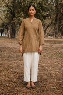 Mud Brown Hand Embroidered Cotton Top