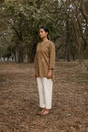 Mud Brown Hand Embroidered Cotton Top