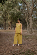 Mustard Cotton Woven Buti Sleeveless Co-ord Set (set of 2)